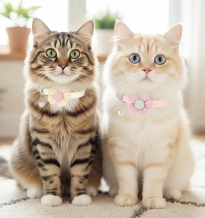 2Pcs Girl Cat Collars, Adjustable Design - Image 5