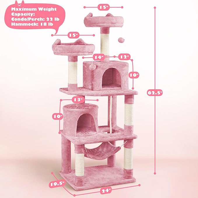 Yaheetech 62.5inches Cat Tree Cat Tower Cat Condo - Image 9