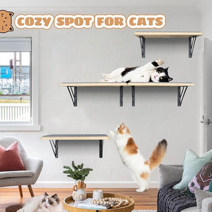 Burlywood Cat Shelves: Set of 4 Wood Cat Furniture Indoors - Image 4
