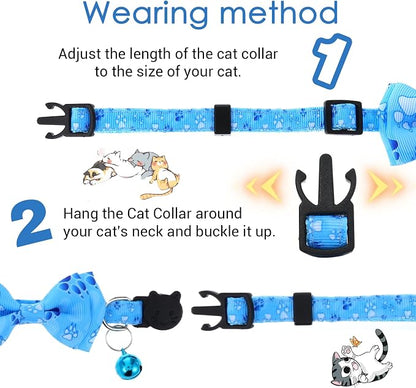 2 Pack Kitten Collar with Bell Breakaway Cat Collars with Removable Bow Tie - Image 4