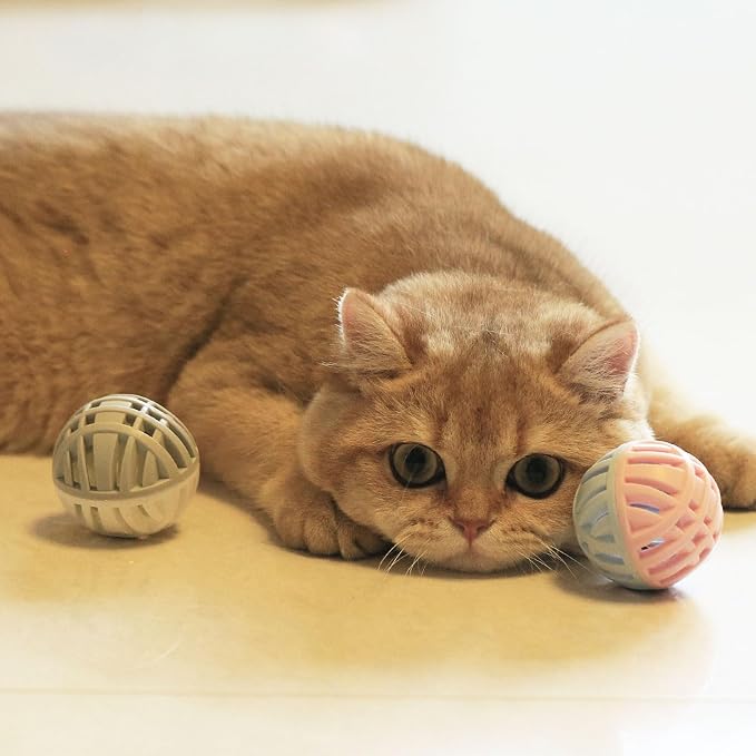 Rubber Cat Toy Balls with Inside Bell, Soft TPR Interactive Cat Ball Toys - Image 8