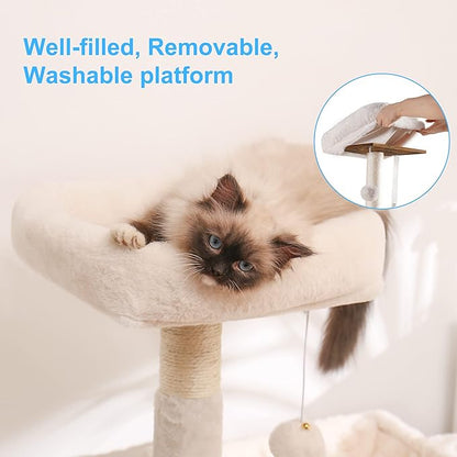 Hey-brother Cat Tree with Litter Box Enclosure, All-in-one Cat Tower - Image 5