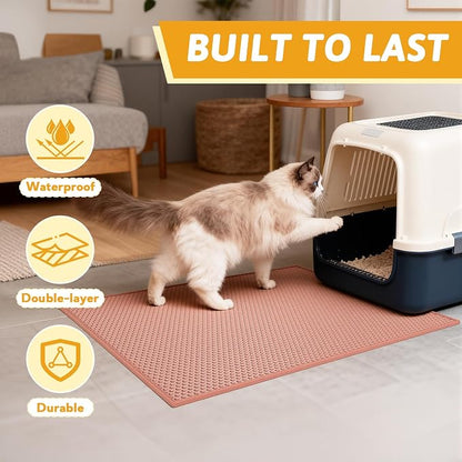 Pieviev Cat Litter Mat Double Layer Waterproof Urine Proof Trapping Mat 1 Pack) - Image 7