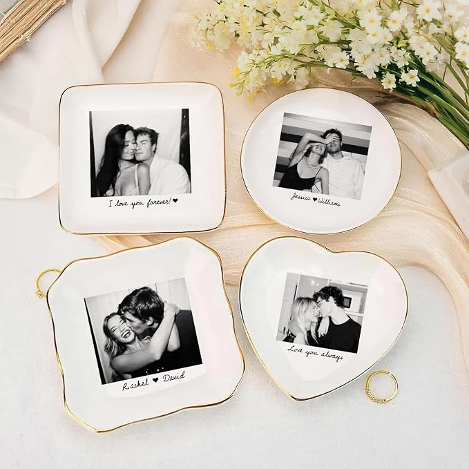 Custom Photo Ring Dish, Personalized Couple Portrait Picture Trinket Tray - Image 8