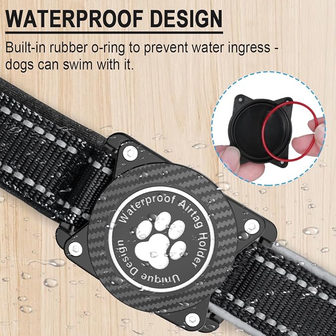 Airtag Dog Collar with Waterproof Air Tag Holder, Luminous Reflective, Soft - Image 2