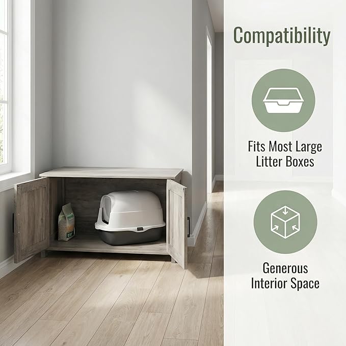 Homhedy 39.4" L Cat Litter Box Enclosure, Pet House - Image 7