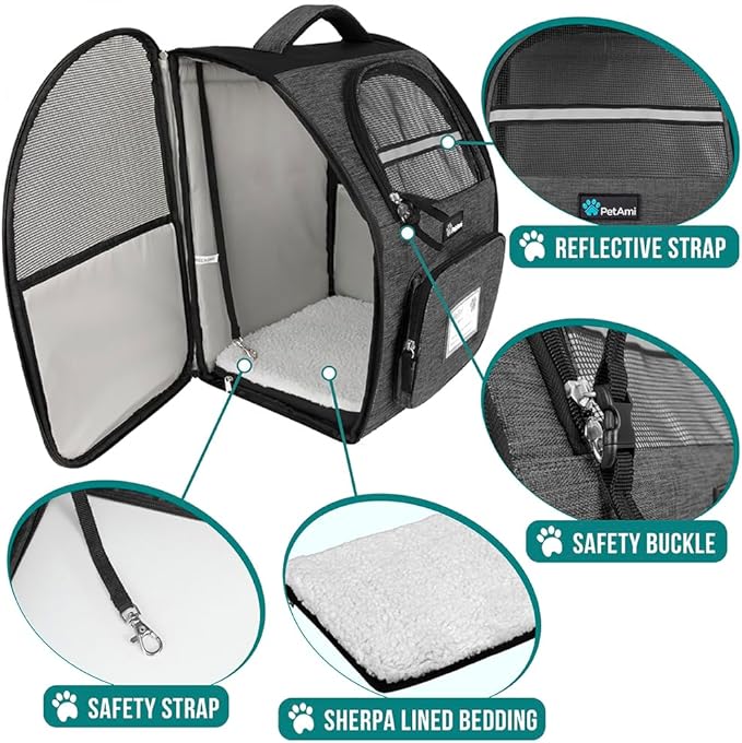 PetAmi Dog Backpack Carrier for Small Large Cat, Ventilated Pet Hiking Backpack - Image 4