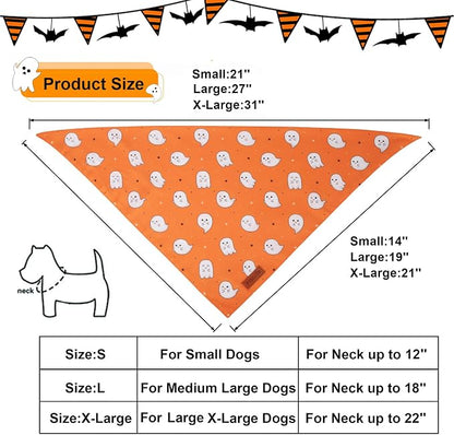 PTDECOR Halloween Dog Bandana, Cute Ghost Pumpkin Design Reversible Holiday Pet - Image 4