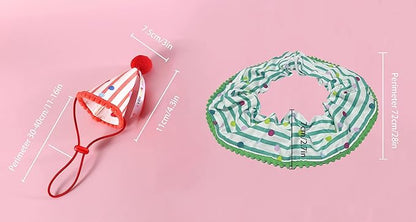 Cat Dog Birthday Bandana Scarf and Party Hat Cute Polka dot and Stripe Bib - Image 2