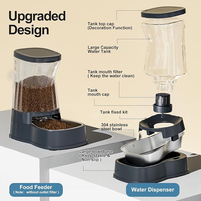 Gardner Pet Automatic Dog Water Dispenser Gravity Stainless Steel Waterer & - Image 3