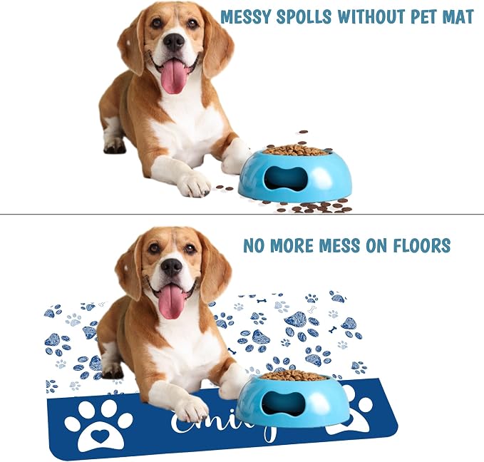 Personalized Dog Cat Mat with Name Photo Custom Placemat Feeding Mats - Image 6
