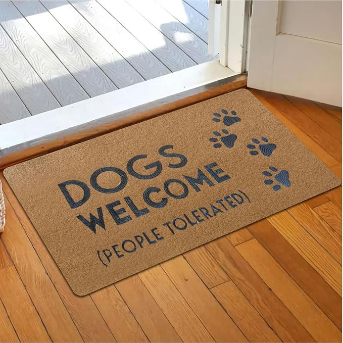 Assaoy Dogs Welcome People Tolerated Doormat Dog Welcome Funny Door Mats - Image 2