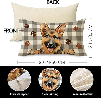 German Shepherd Dog Lumbar Decorative Throw Pillow Cover 12x20, Rectangular Paw - Image 3