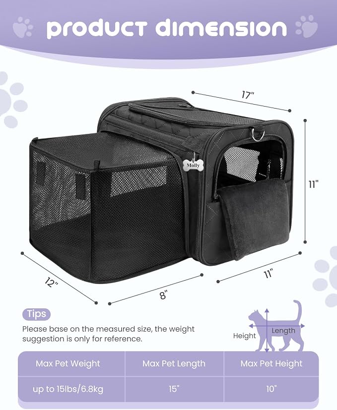 MIDOG Cat Carrier Soft for Small to Medium-Sized Cats, TSA Airline Approved - Image 5