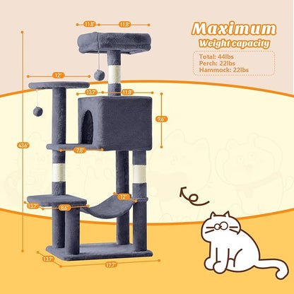 DUMOS Small 44 Inch Cat Tree Tower, Cat Climbing Tower - Image 2