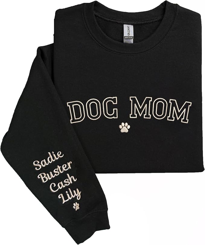 NAZENTI Custom Dog Mom Embroidered Sweatshirt by Nazenti