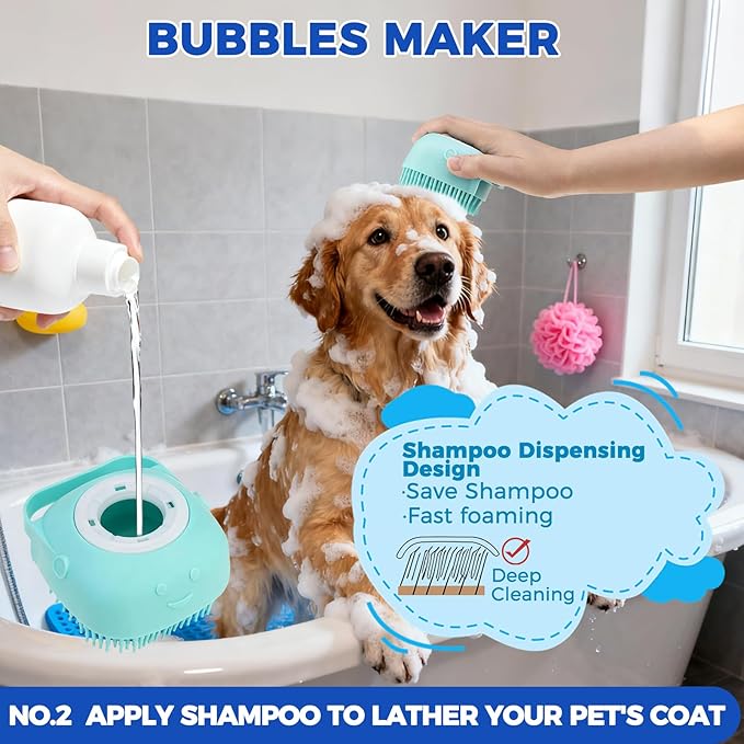 PAWCHIE Bath Grooming Kit for Pets, Washing Gloves, Bath Brush and Adjustable - Image 3
