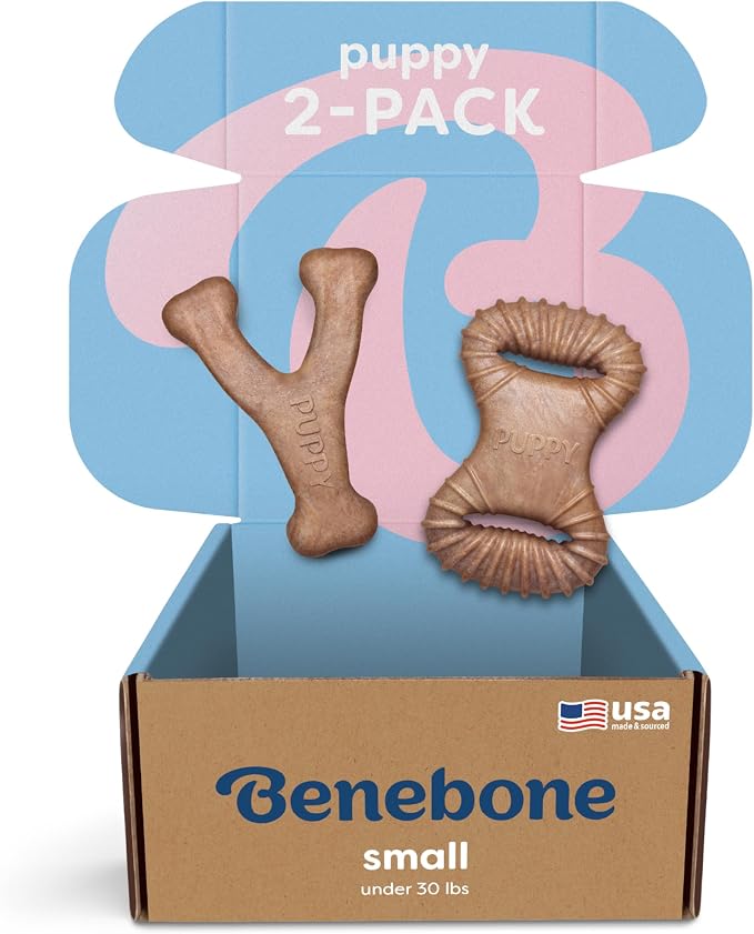 Benebone Puppy 2-Pack Dental Chew/Wishbone Real Bacon Small by Benebone