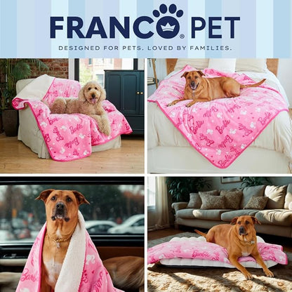 Franco Pet Barbie XL Oversized Super Soft Cozy Waterproof Sherpa-Backed Blanket - Image 7