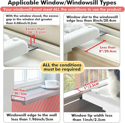 Window Sill Mount Cat Perch for Indoor Cats, One-Step Sliding Clamping Slot - Image 7