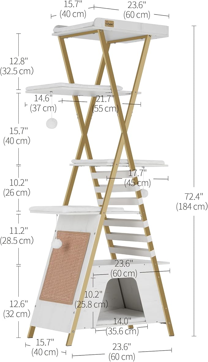 FourFurPets 72.4" Cat Tree, Modern Cat Tower - Image 4