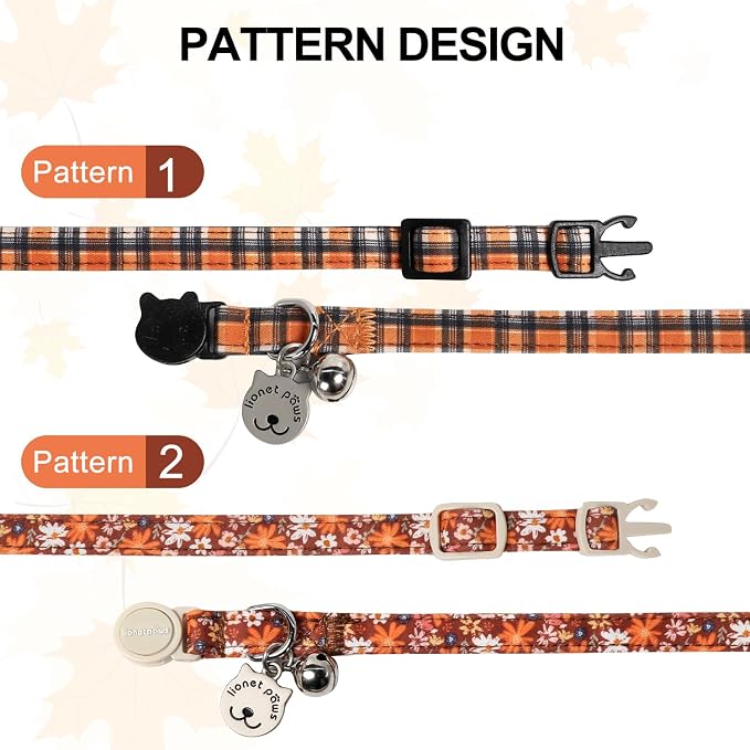 Lionet Paws 2pcs Pack Halloween Cat Collar, Cute Adjustable Cat Kitten Collar - Image 2