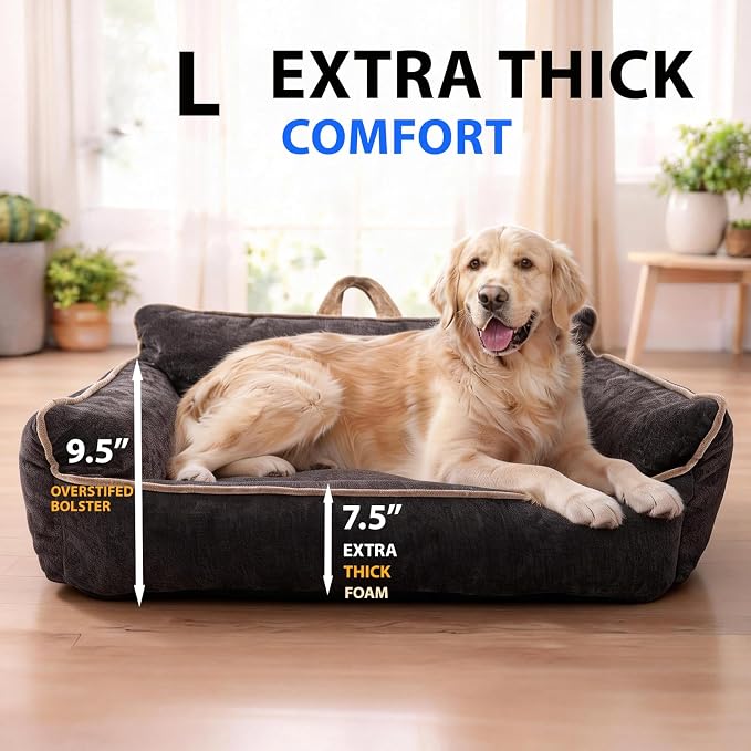 Orthopedic Dog Bed with Memory Foam, Washable Plush Pet Bed - Image 2