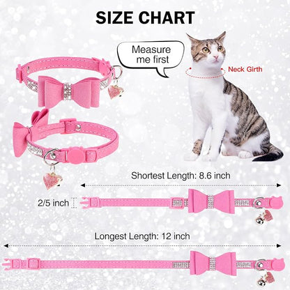 Rhinestone Cat Collar with Bow, Breakaway Elegant Female Diamond Cat Collars - Image 5