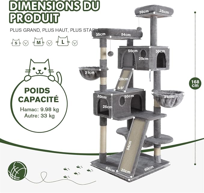 MUTICOR 66 Inches Multi-Level Large Cat Tree Tower - Image 7