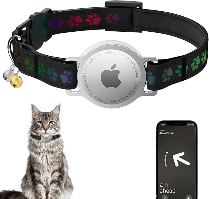 AirTag Cat Collar, Breakaway Cat Air Tag Collar, Reflective Cat Collar by Unknown