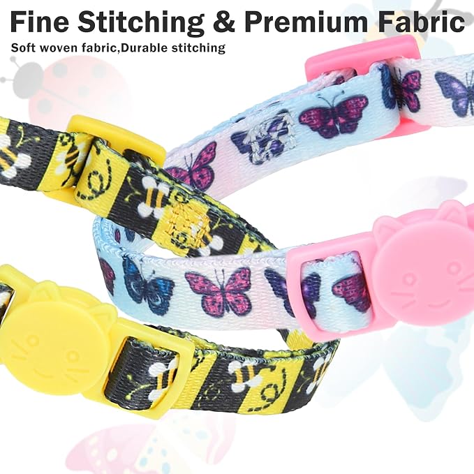 Cat Collar Breakaway with Bells, 3 Pack Spring Flower Cat Collars - Image 3