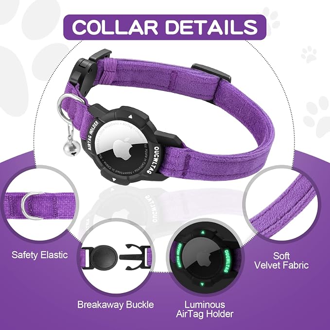 Luminous AirTag Cat Collar Breakaway, OUCWLTAG GPS Cat Collar - Image 2