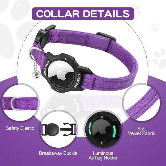 Luminous AirTag Cat Collar Breakaway, OUCWLTAG GPS Cat Collar - Image 2