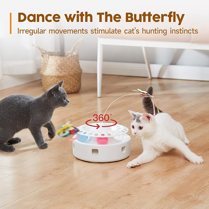 Potaroma Cat Toys 3in1 Automatic Interactive Kitten Toy, Fluttering Butterfly - Image 3