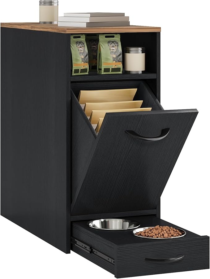 DWVO Dog Feeding Station with Storage, Dog Food Cabinet with 2 Feeder Bowls - Image 7