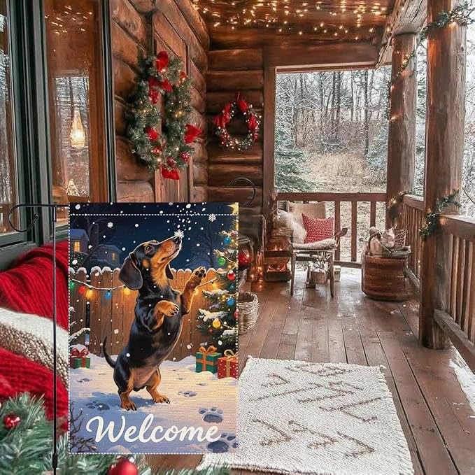 Dachshund Welcome Garden Flag 12x18 Inch Double Sided Christmas Burlap Yard - Image 5