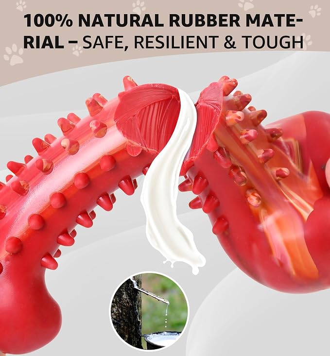 Dog Chew Toy for Aggressive Chewers, Tough Natural Rubber Bone - Image 6