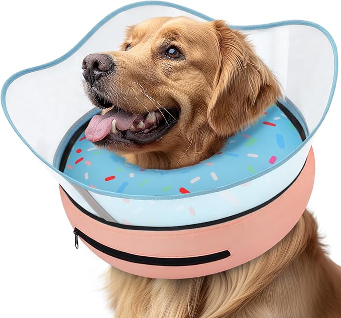 Supet Raised Inflatable Dog Cone Collar to Stop Licking, Soft Dog Cone by Supet