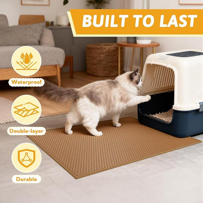 Pieviev Cat Litter Mat Double Layer Waterproof Urine Proof Trapping Mat 1 Pack - Image 7