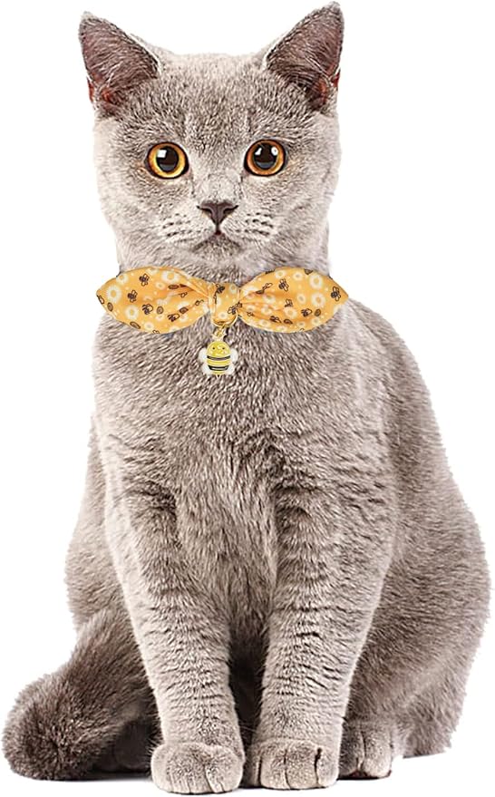 Bowtie Cat Collar with Bell 2 Pack Stylish Breakaway Kitten Collars with - Image 5