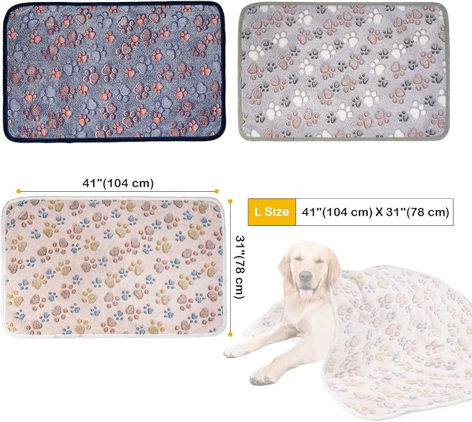 Dono 1 Pack 3 Dog Blankets, Soft Fluffy Fleece Pet Blanket Warm Sleep Mat Paw - Image 4