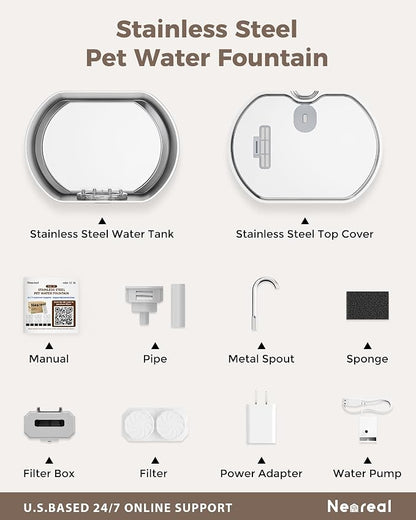 Cat Water Fountain Stainless Steel: 74oz/2.2L Cat Fountain - Image 7