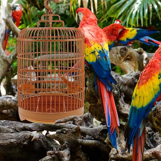 VILLCASE Round Bird Cage for Small Birds, 9.8" X 17.6 “ Plastic Travel Carrier - Image 5