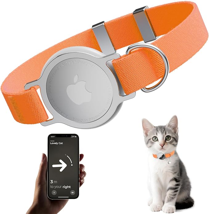 AirTag Cat Collar, Ultra Elastic Cat Tracker Collar, Airtag Holder Compatible by Sucegi