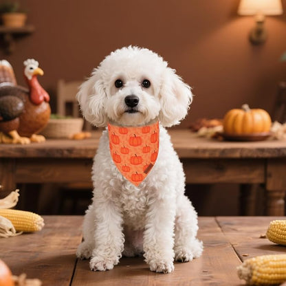 PTDECOR Thanksgiving Fall Dog Bandanas, Happy Thanksgiving Pumpkin Triangle - Image 2