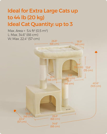 Feandrea Cat Tree, 40.6-Inch Cat Tower, Plush Condo - Image 6