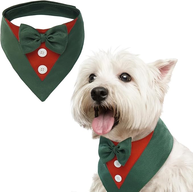 FUAMEY Dog Tuxedo Christmas for Small Dogs, Dog Formal Suit Dogs Attire Pet Bow by FUAMEY