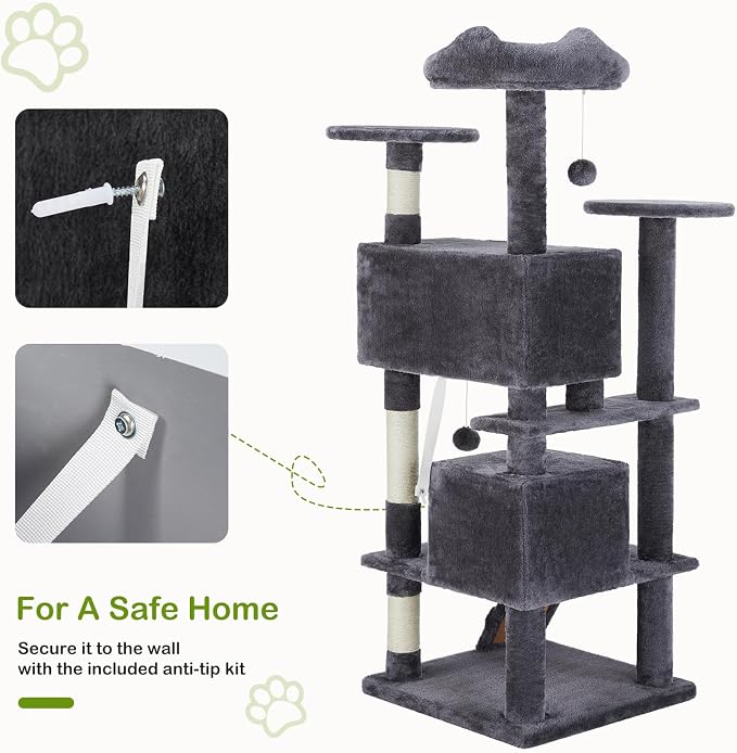 DUMOS 54-inch Indoor Cat Tree Tower –Multi-Level Pet House - Image 5