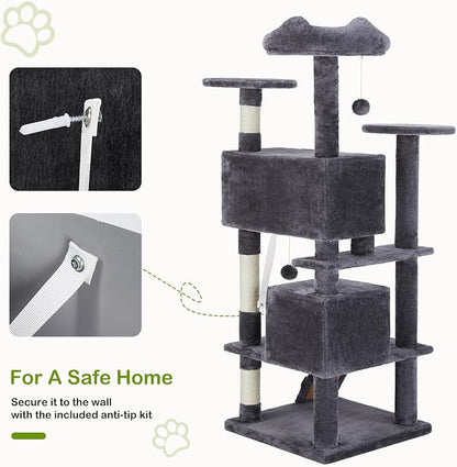 DUMOS 54-inch Indoor Cat Tree Tower –Multi-Level Pet House - Image 5