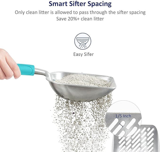 WePet Cat Litter Scoop, Aluminum Alloy Sifter, Kitty Metal Scooper, Deep Shovel - Image 2